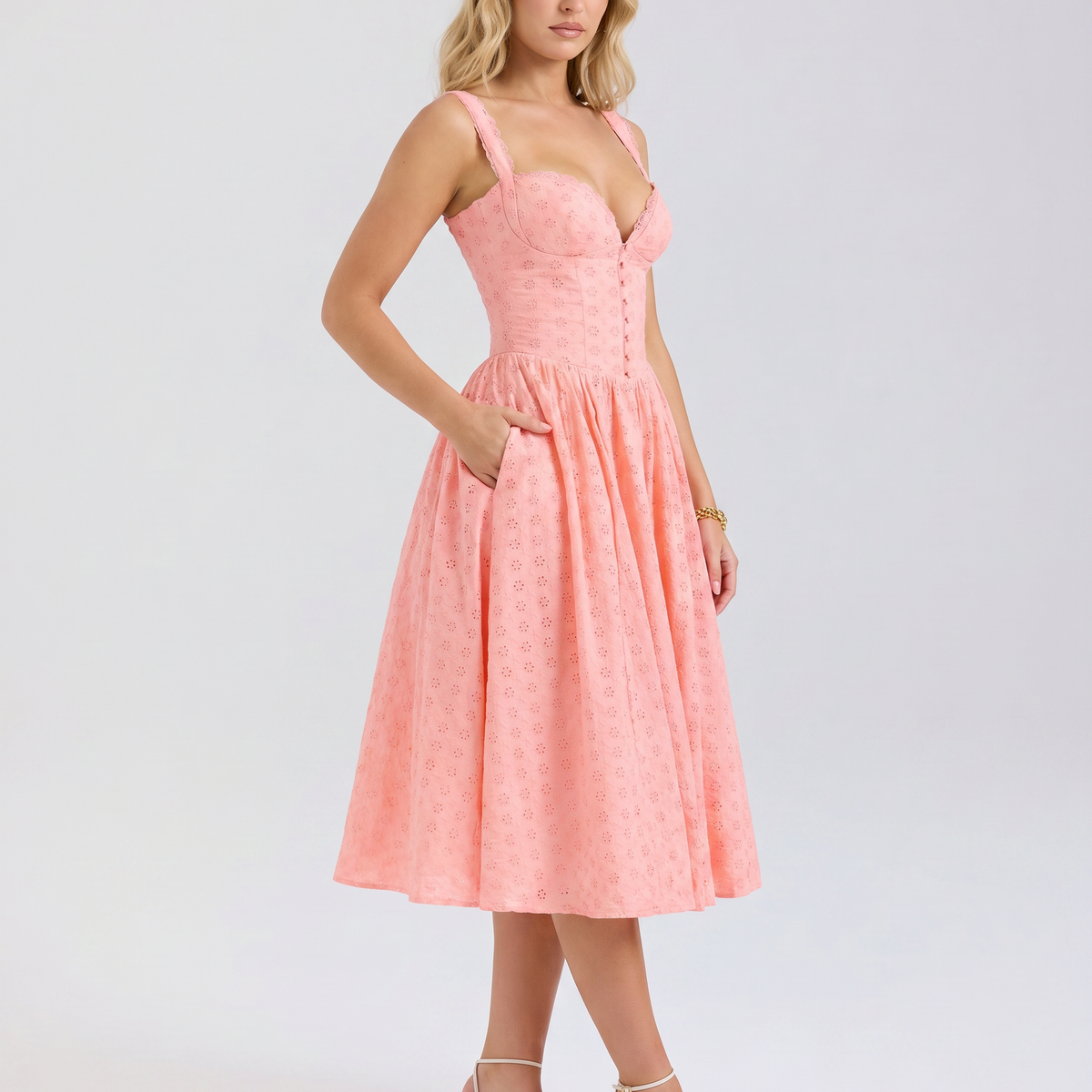 Adabella | Midi Dress with Sweetheart Neckline and Tulle Skirt
