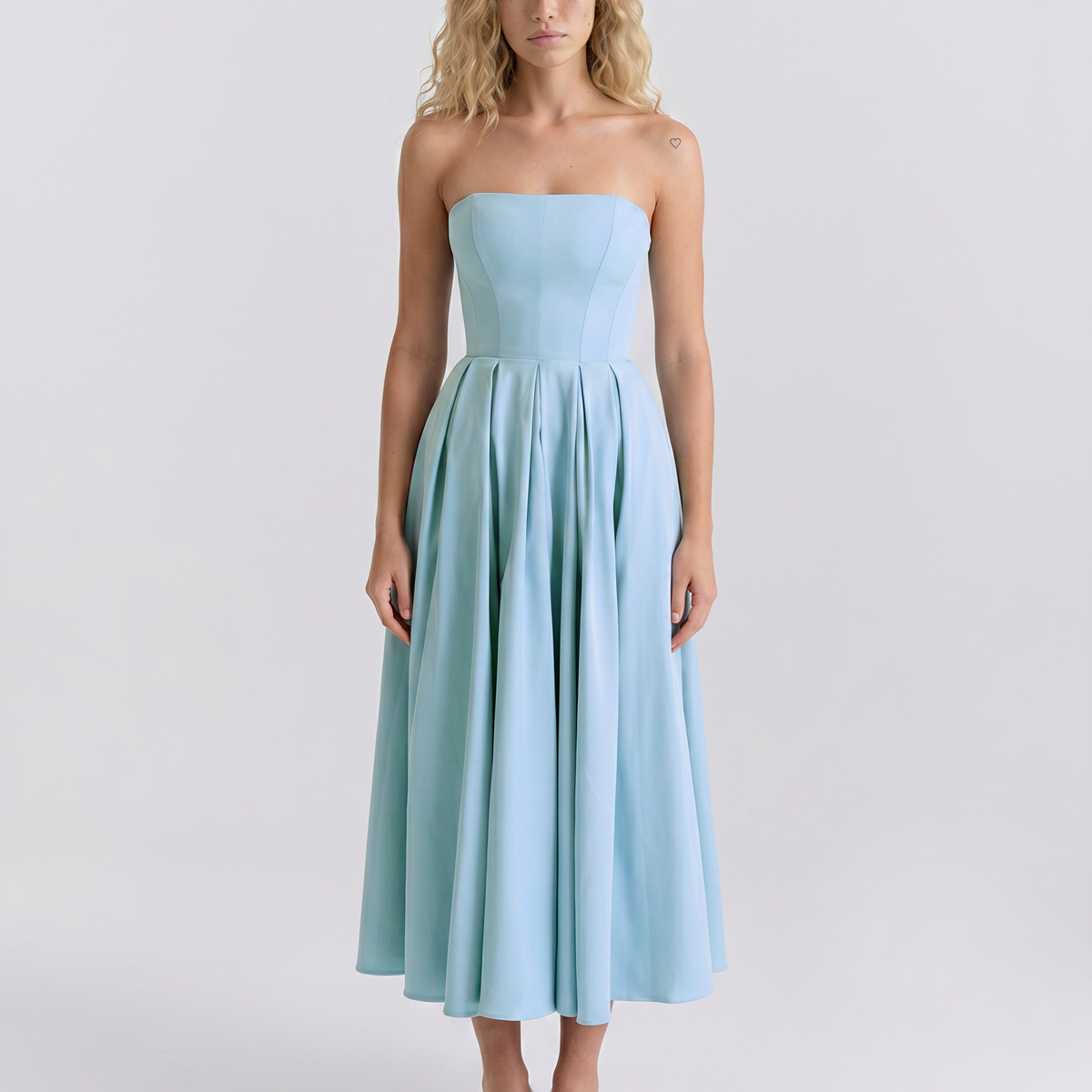 Bennett | Midi Dress with Strapless Corset Bodice