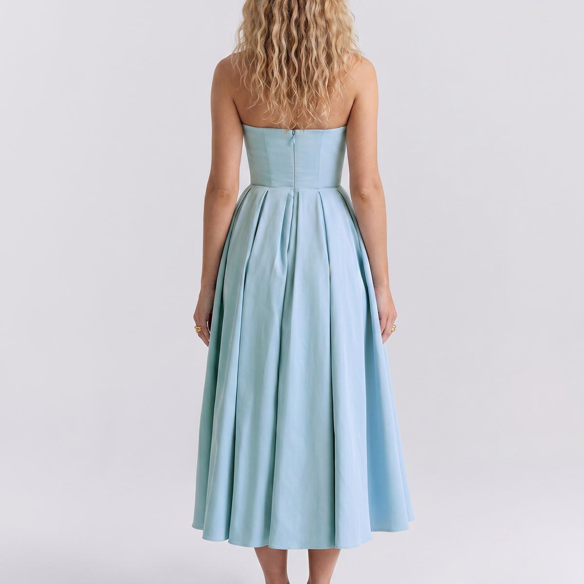 Bennett | Midi Dress with Strapless Corset Bodice