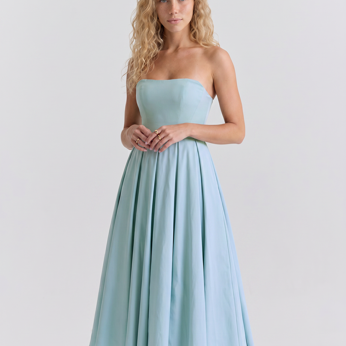 Bennett | Midi Dress with Strapless Corset Bodice