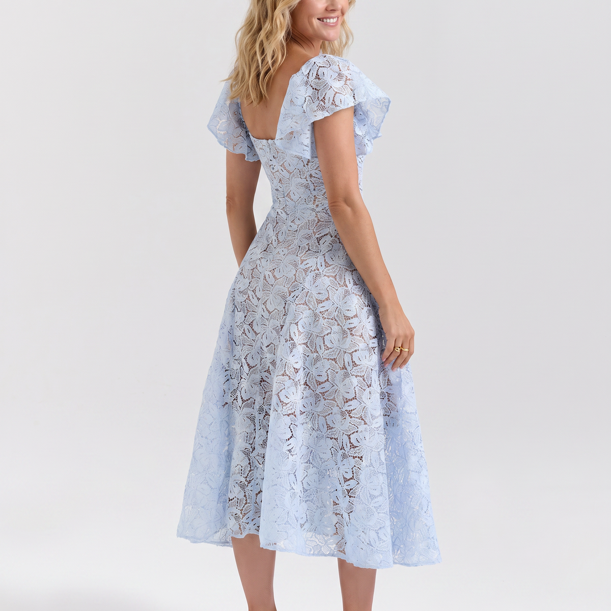 Chiarina | Lace Midi Dress with Sweetheart Neckline