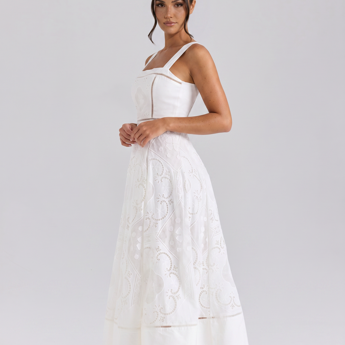 Clarabelle | Midi Dress with Square Neck and Open Back