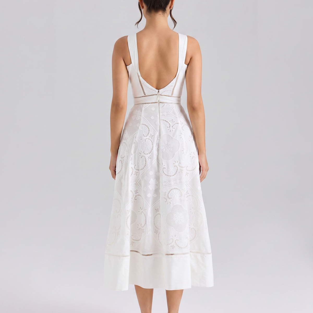 Clarabelle | Midi Dress with Square Neck and Open Back