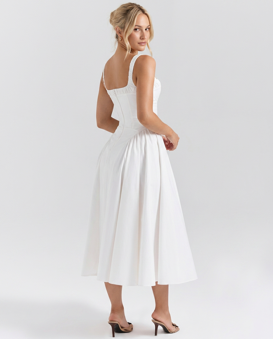 Azure | Cotton Midi Sundress with Voluminous Skirt
