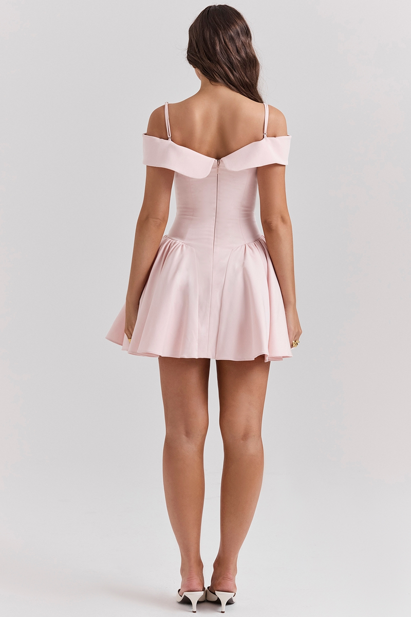 Pansy | Off Shoulder Mini Dress with Flared Skirt