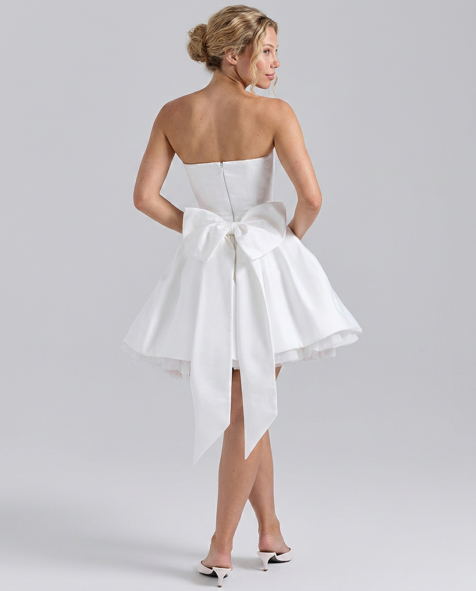 Hallie | Strapless Bow Mini Gown
