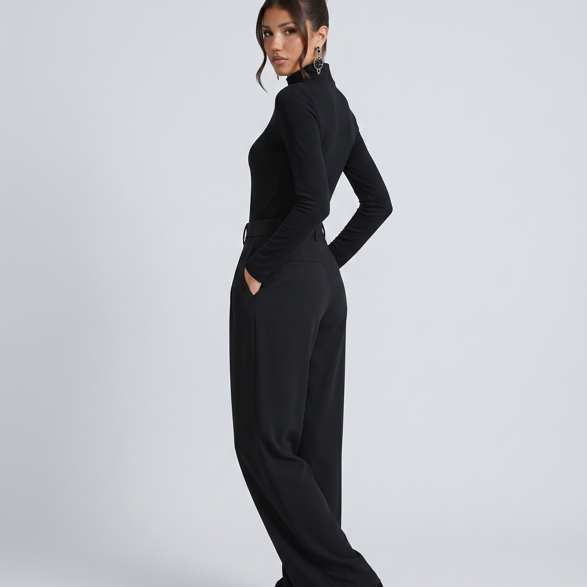 Melva | Turtleneck Wide-Leg Knit Jumpsuit