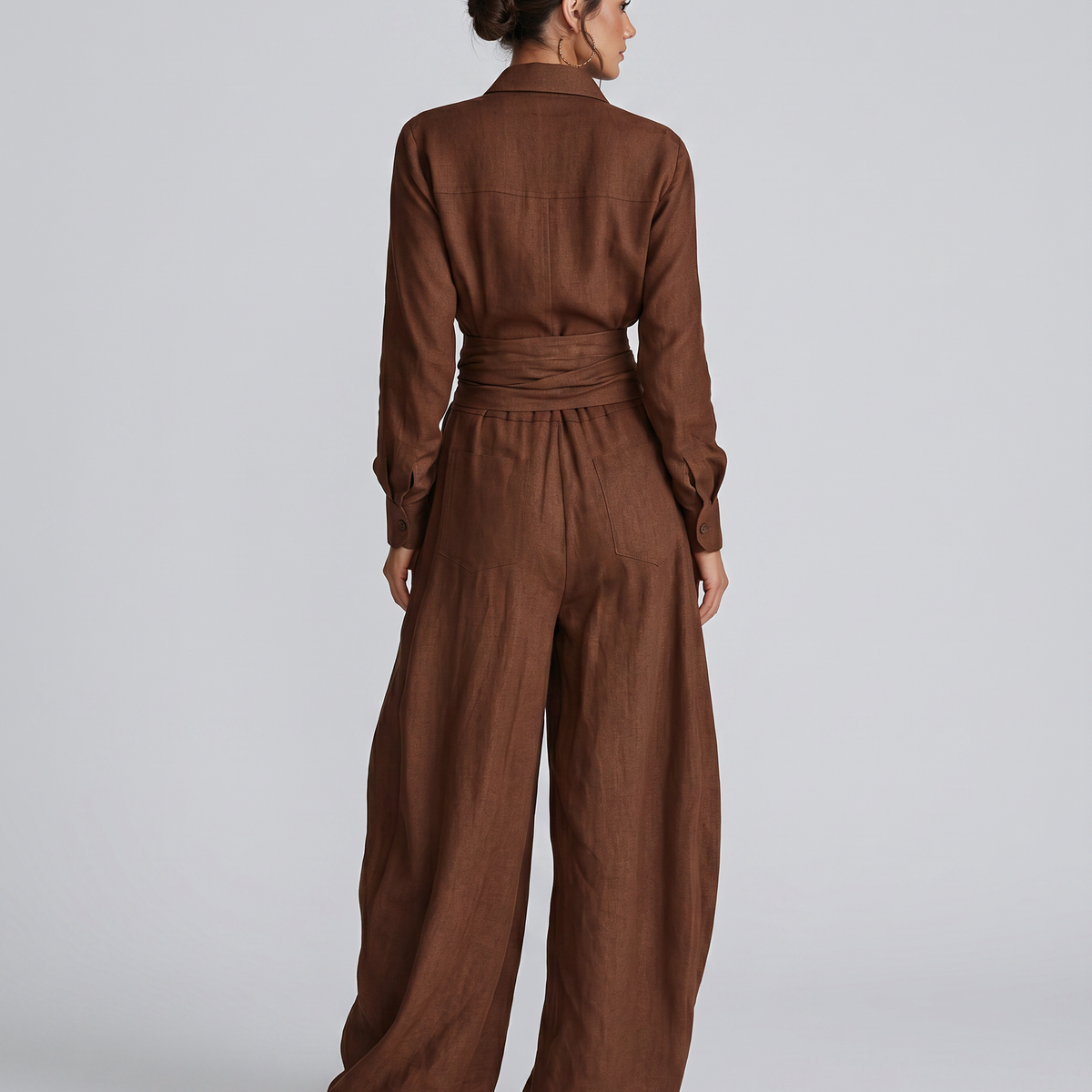 Juliet | Belted Shirt Collar Jumpsuit