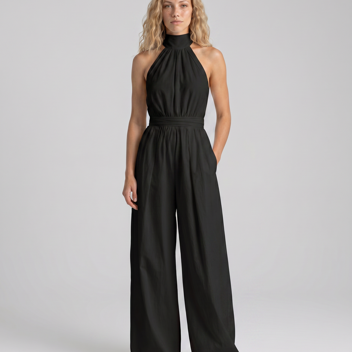 Alma | Halter-Neck Wide-Leg Jumpsuit