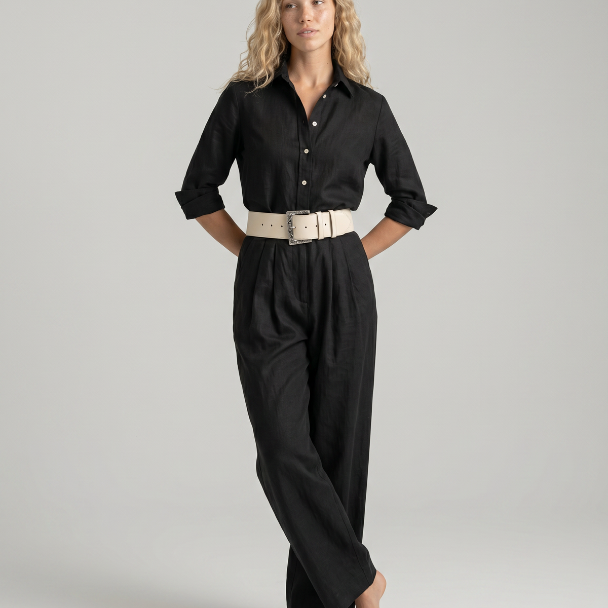 Leah | Belted Wide-Leg Jumpsuit