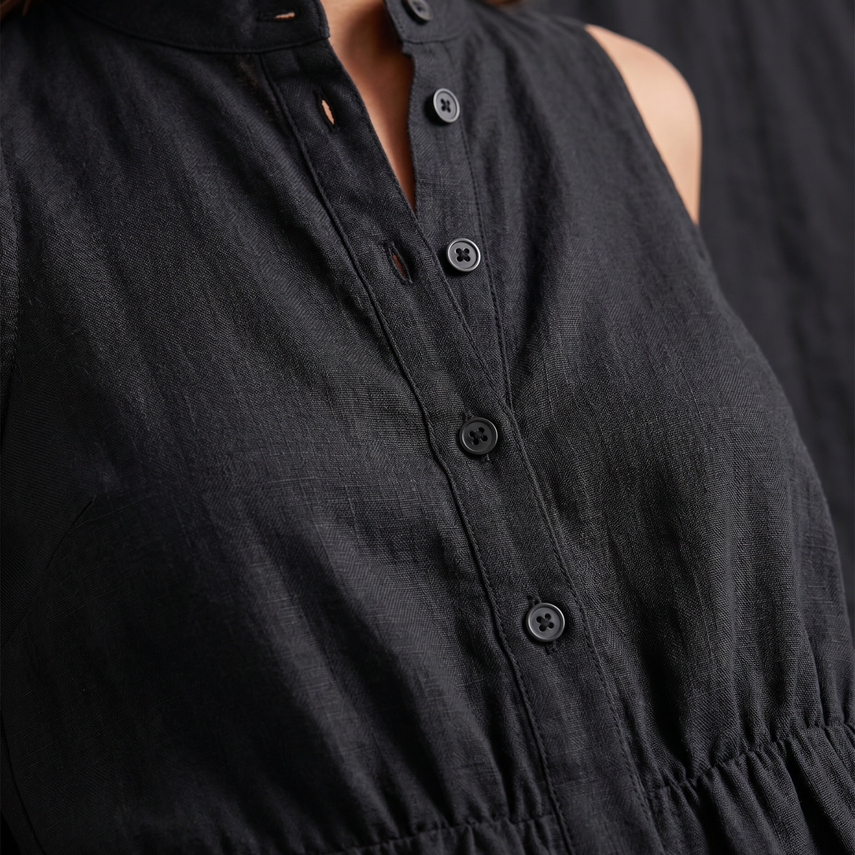 Renee | Sleeveless Button-Up Linen-Blend Jumpsuit