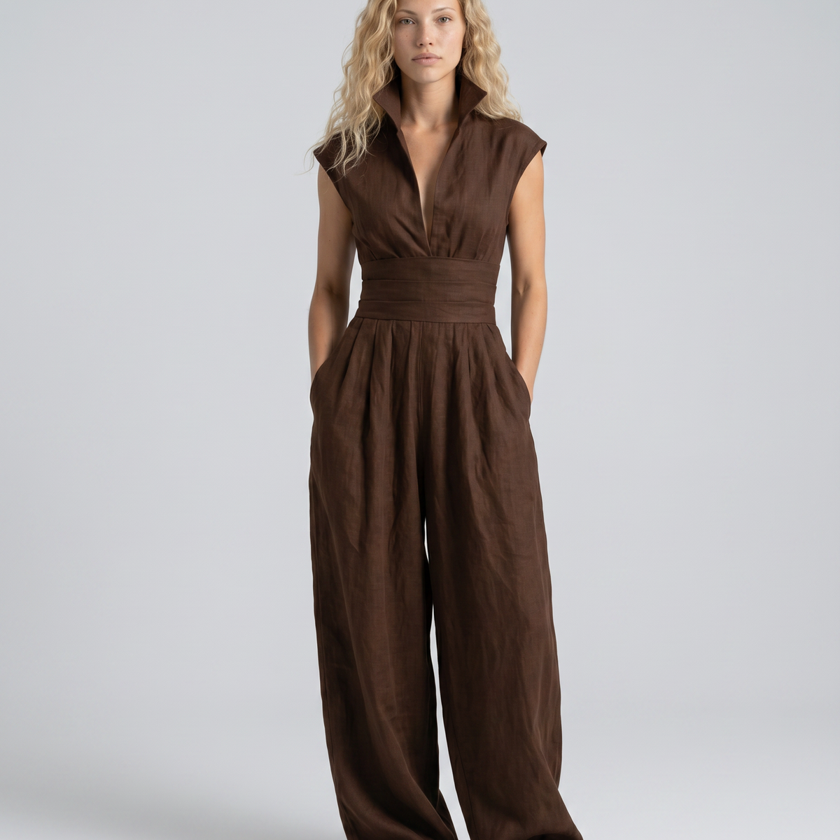 Rhoda | Linen-Blend Wide-Leg Jumpsuit