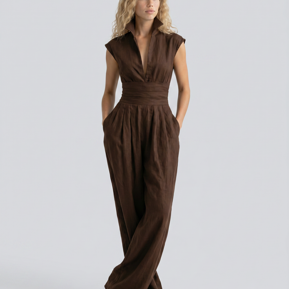 Rhoda | Linen-Blend Wide-Leg Jumpsuit