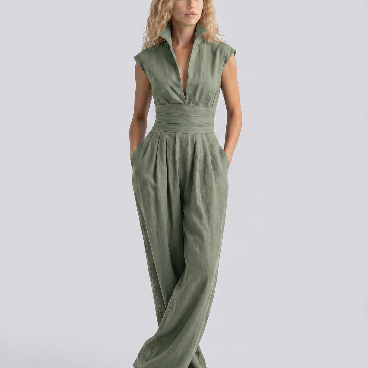 Rhoda | Linen-Blend Wide-Leg Jumpsuit