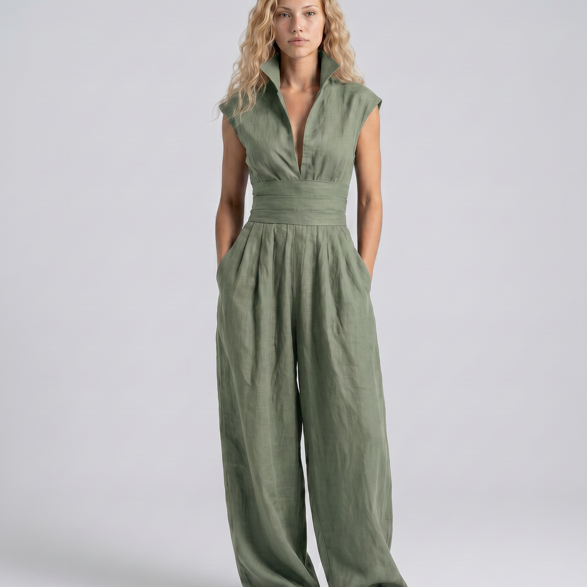 Rhoda | Linen-Blend Wide-Leg Jumpsuit