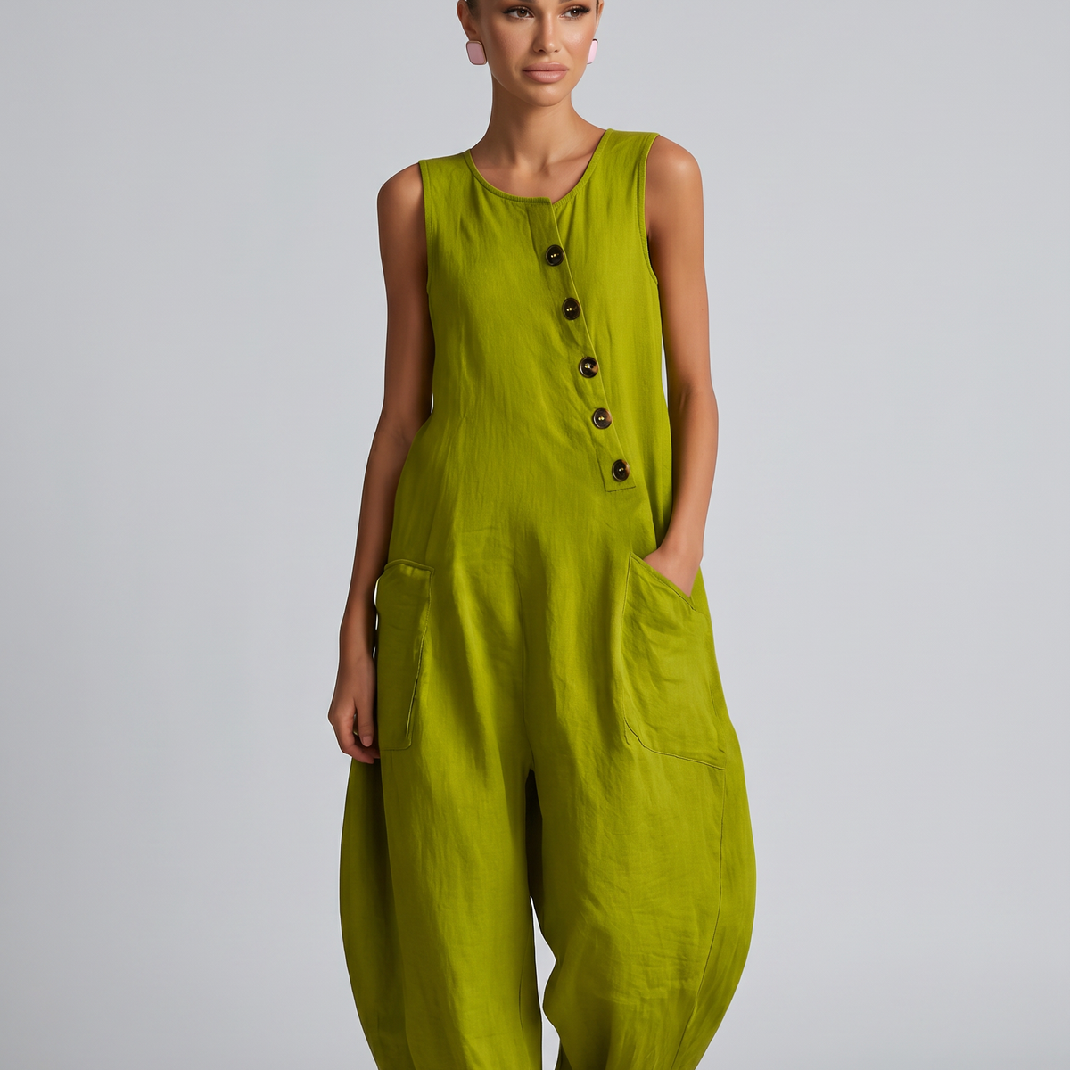 Nita | Sleeveless Linen-Blend Relaxed Jumpsuit