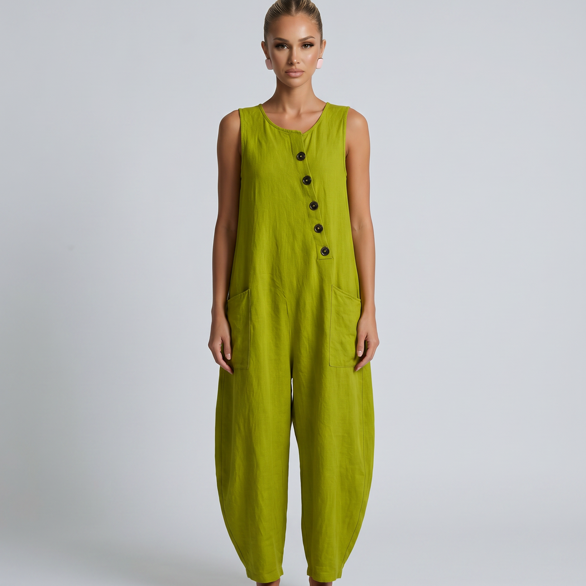 Nita | Sleeveless Linen-Blend Relaxed Jumpsuit