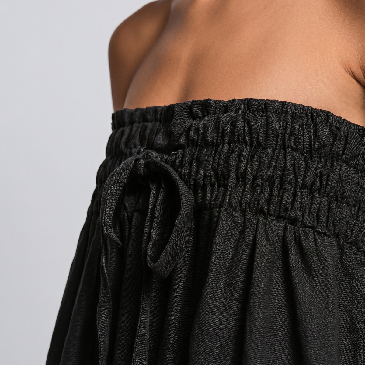 Cherry | Strapless Relaxed Linen-Blend Jumpsuit