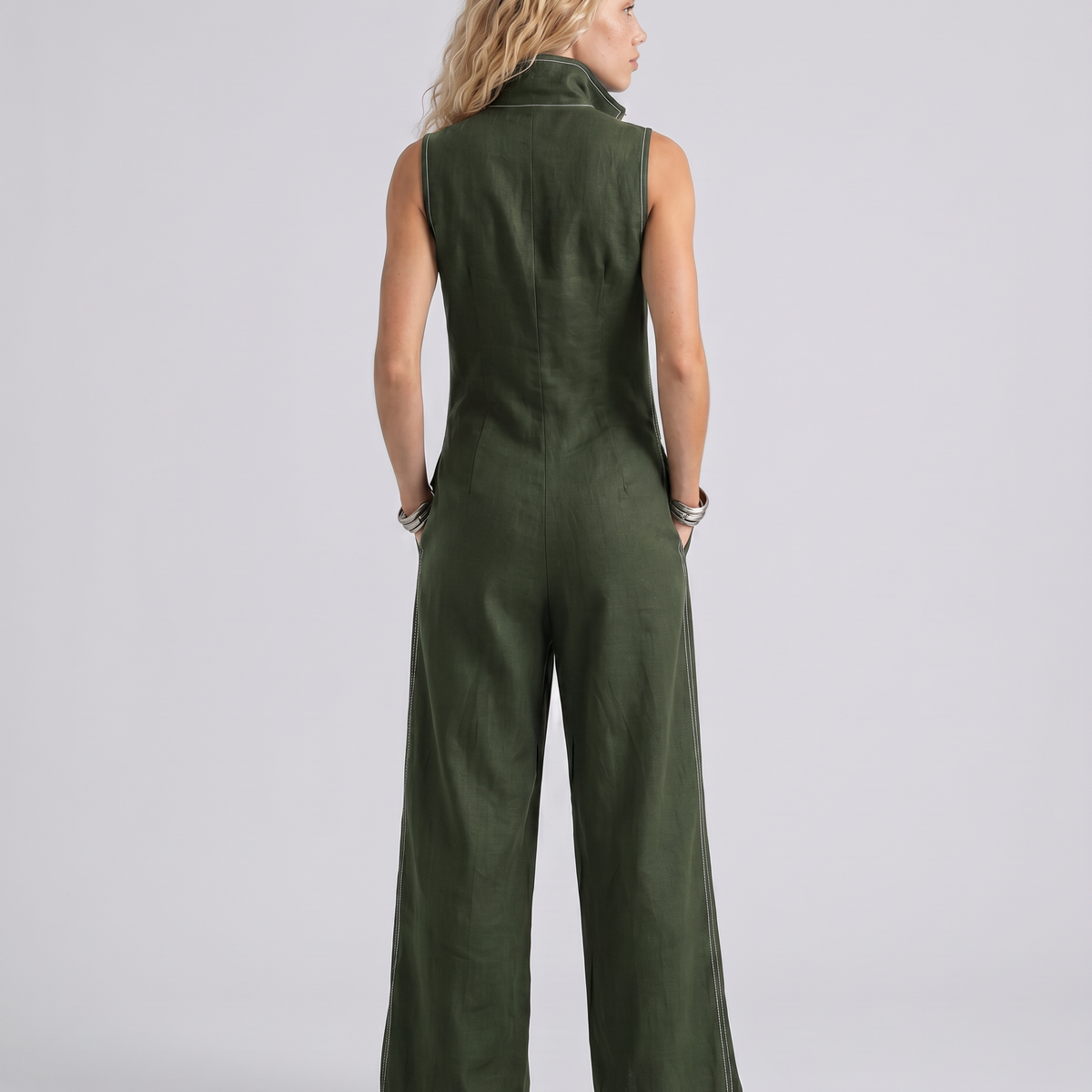 Katina | Sleeveless Contrast Trim Relaxed Jumpsuit