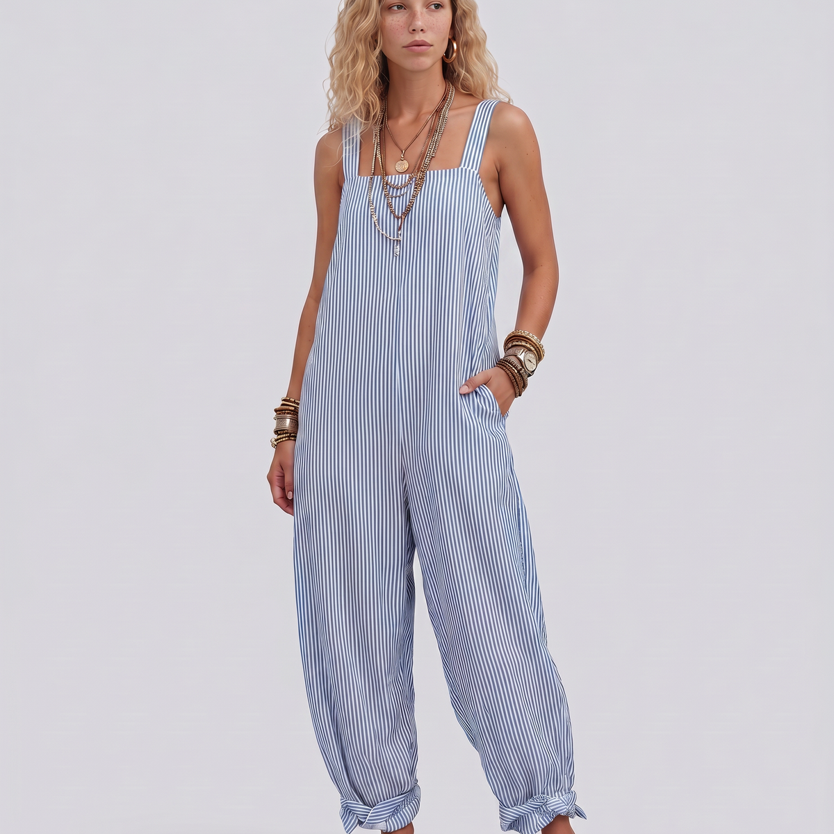 Marlowe | Striped Sleeveless Jumpsuit with Relaxed Fit