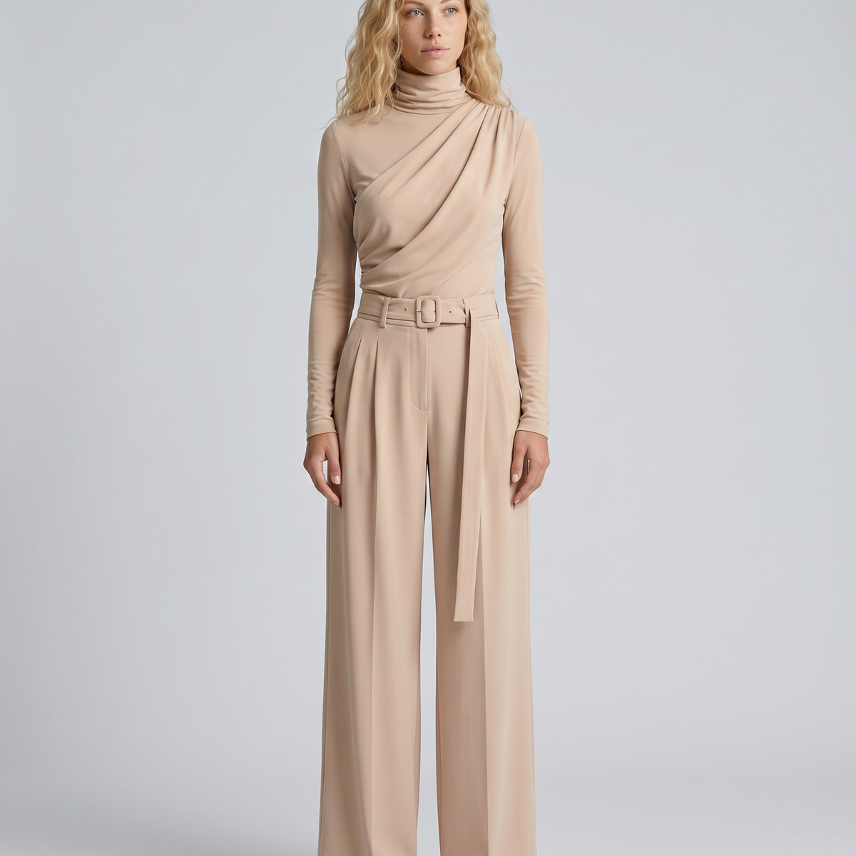 Delia | Knit Wide-Leg Jumpsuit with Gathered Waist