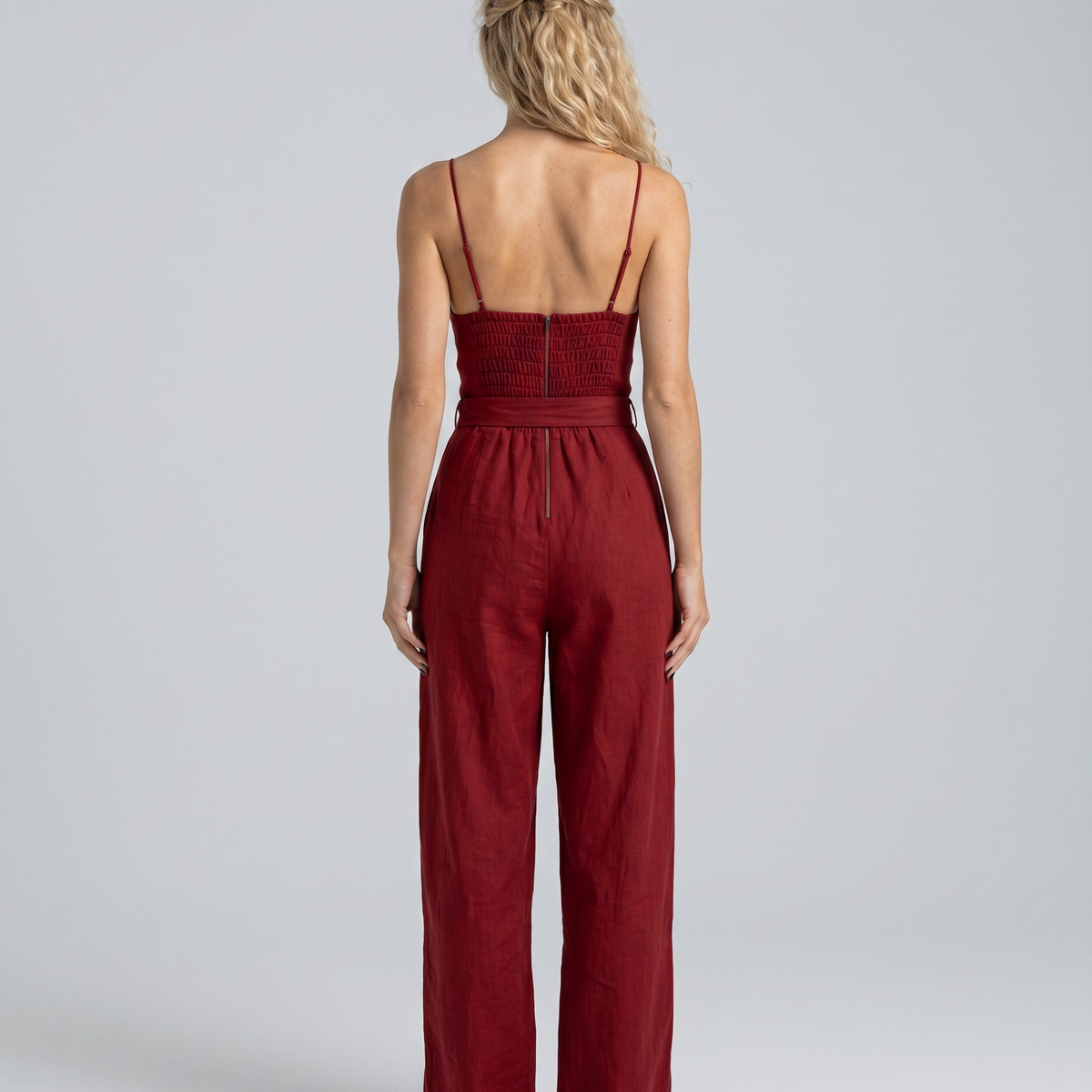 Lynne | Linen-Blend Pleated Jumpsuit