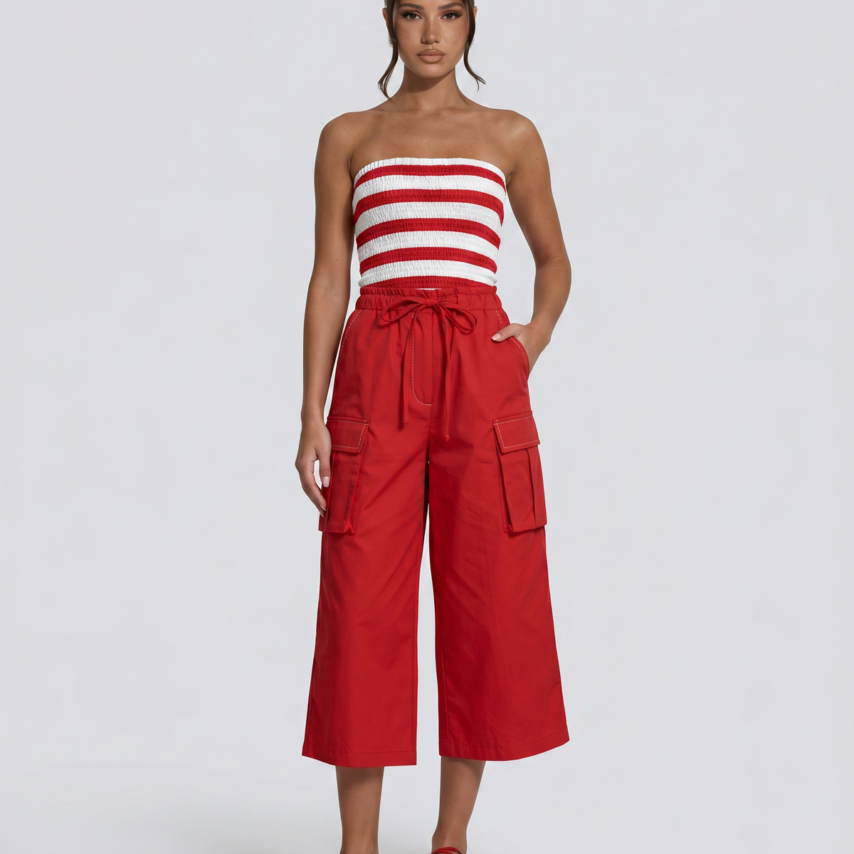 Ronda | Strapless Cropped Wide-Leg Jumpsuit