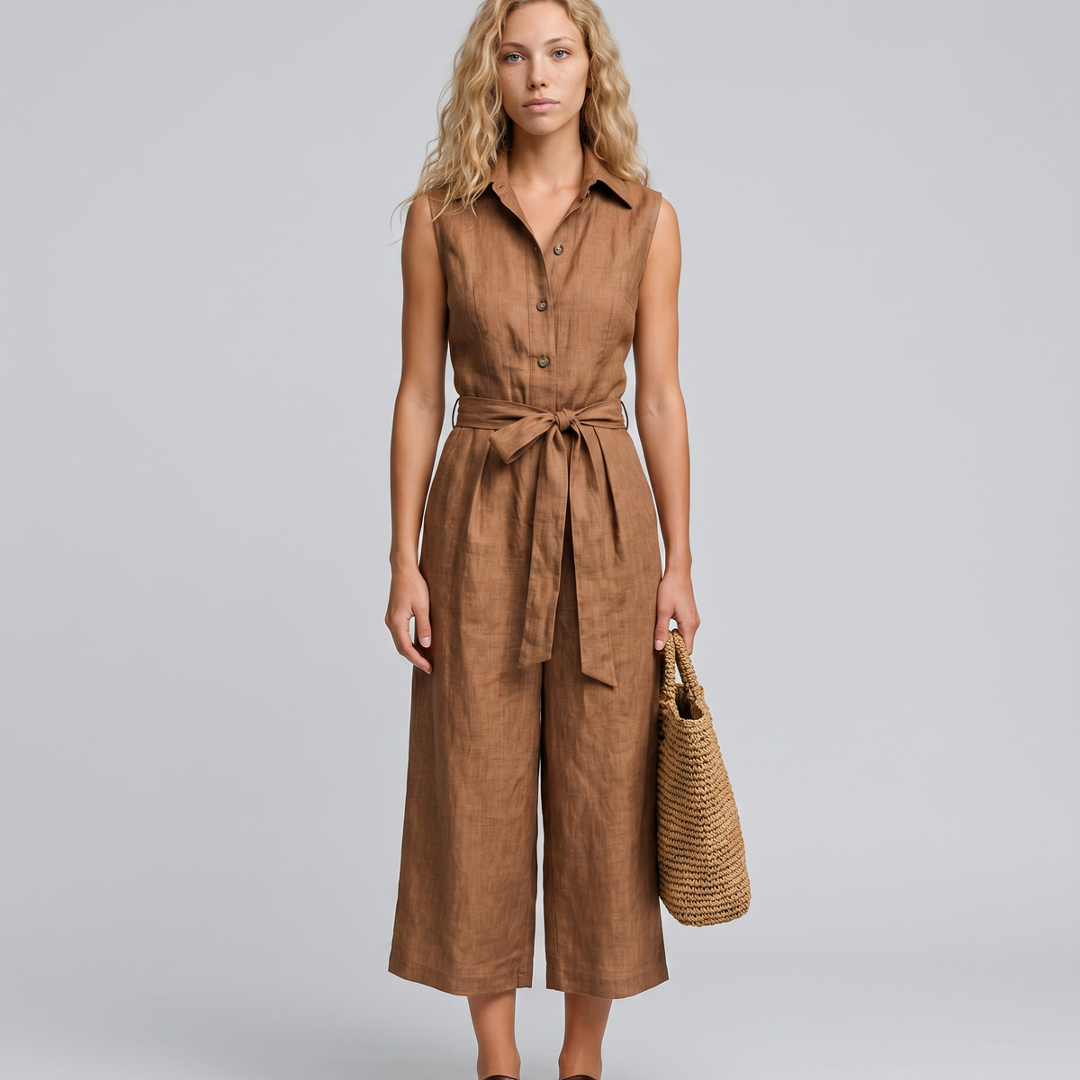 Cleo | Linen-Blend Culotte Jumpsuit