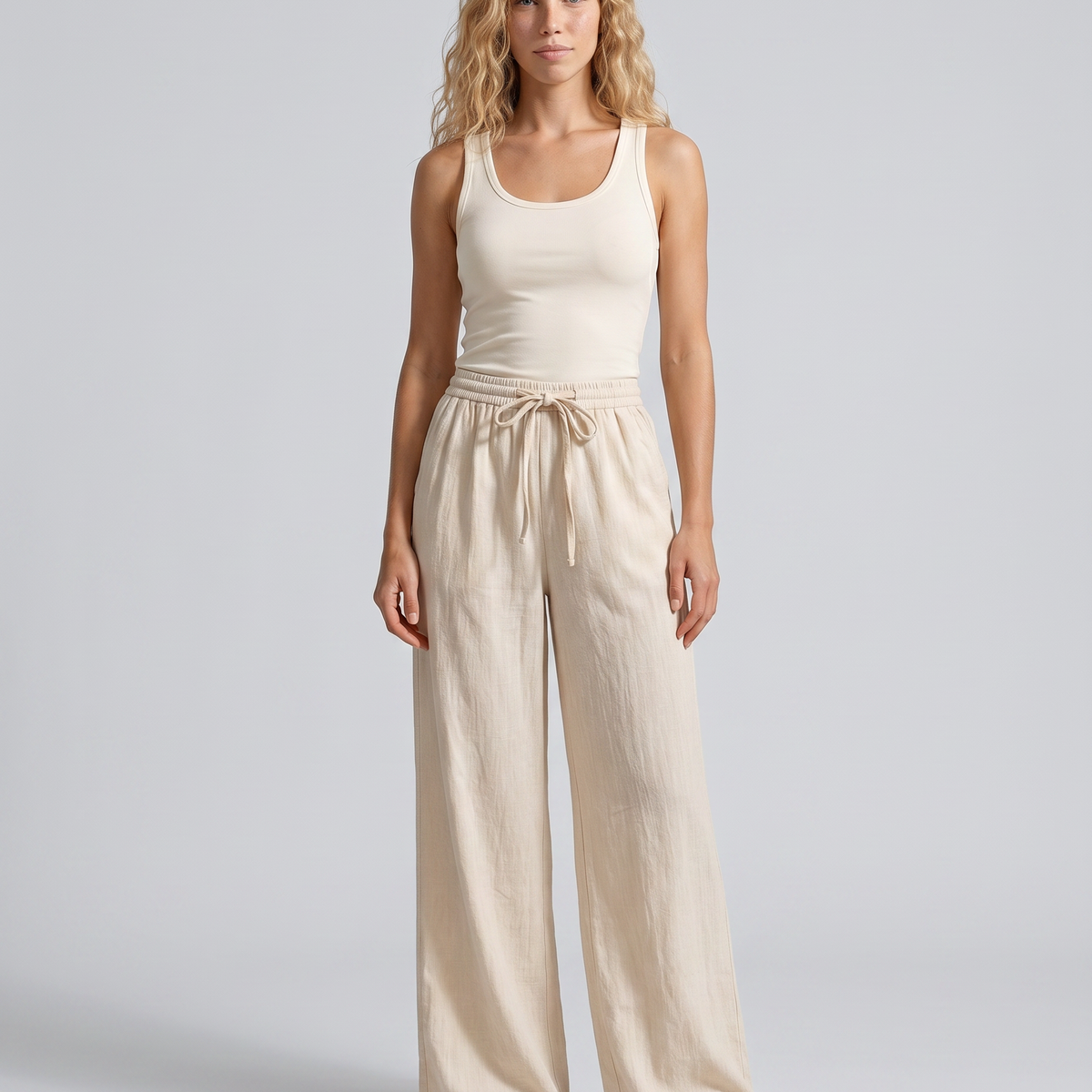 Sadie | Linen-Blend Wide-Leg Pants