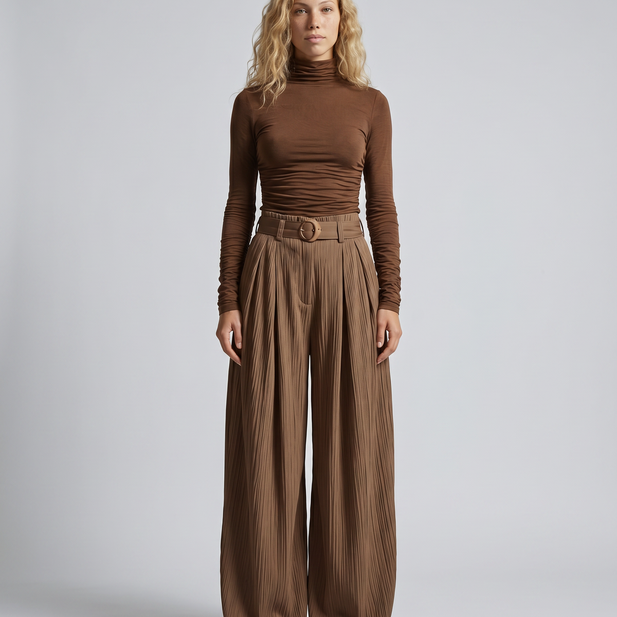 Liz | Wide-Leg Pleated Trousers