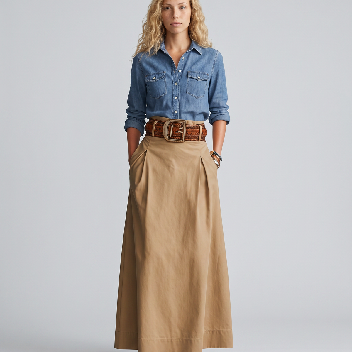 Natalia | A-Line Maxi Skirt in Cotton Blend