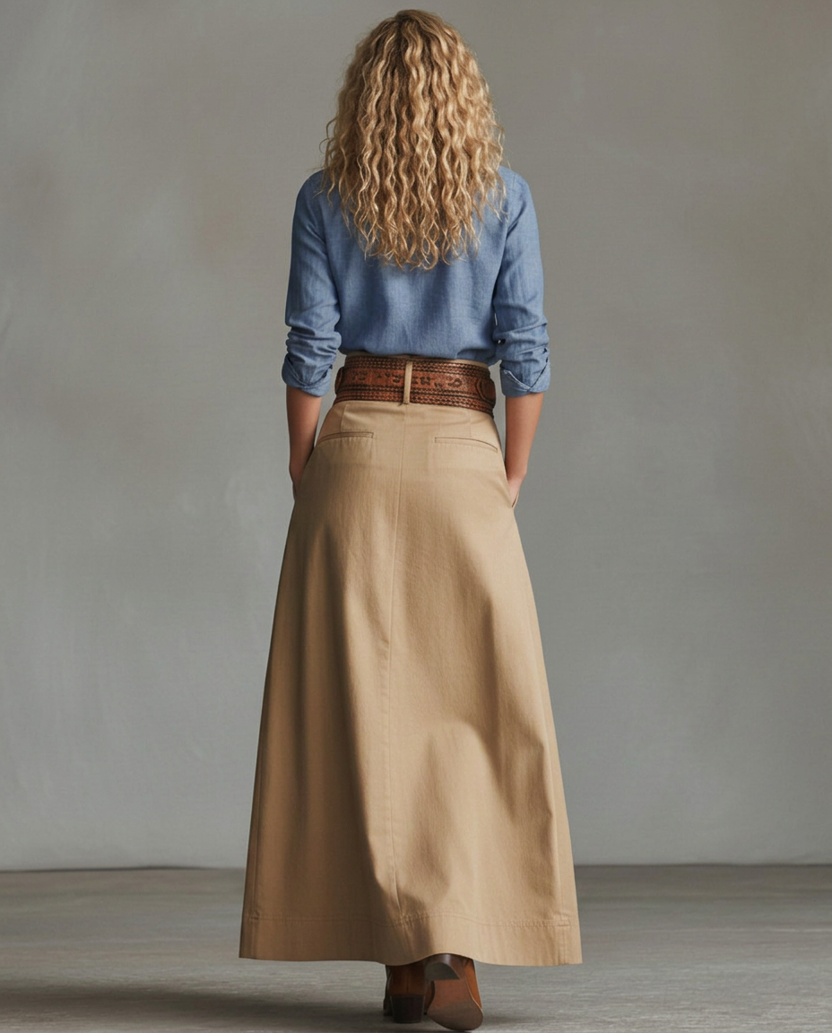 Natalia | A-Line Maxi Skirt in Cotton Blend