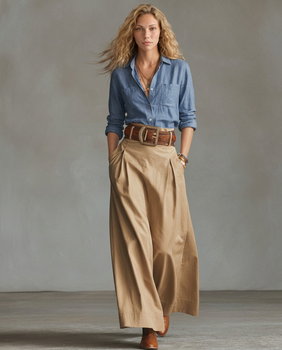 Natalia | A-Line Maxi Skirt in Cotton Blend