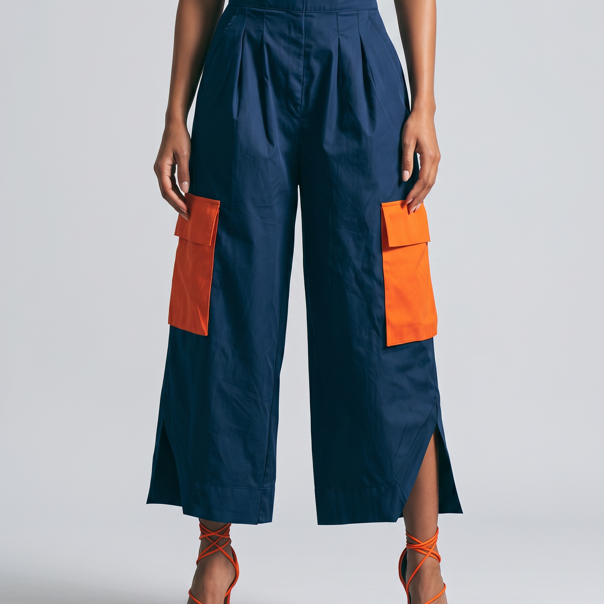 Dana | High-Waisted Cargo Culottes with Contrast Pockets