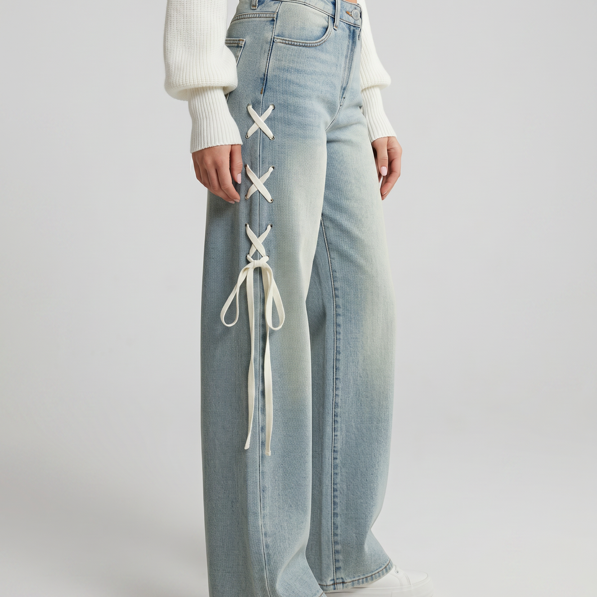 Ana | Wide-Leg Jeans with Side Lacing