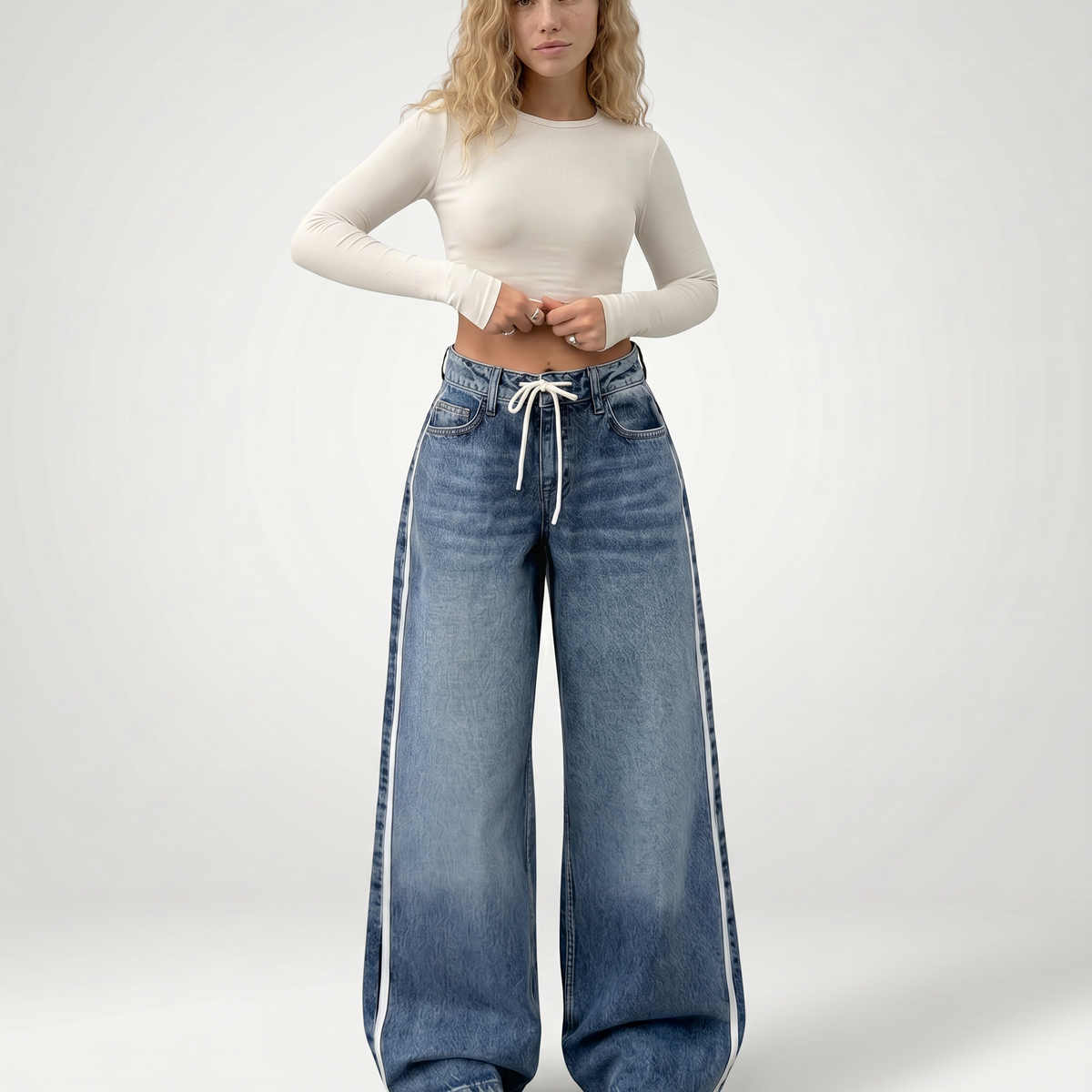 Celia | Wide-Leg Jeans with Side Stripe