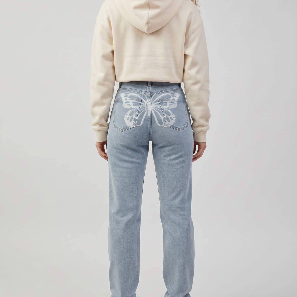Raquel | High-Waist Jeans with Butterfly Print