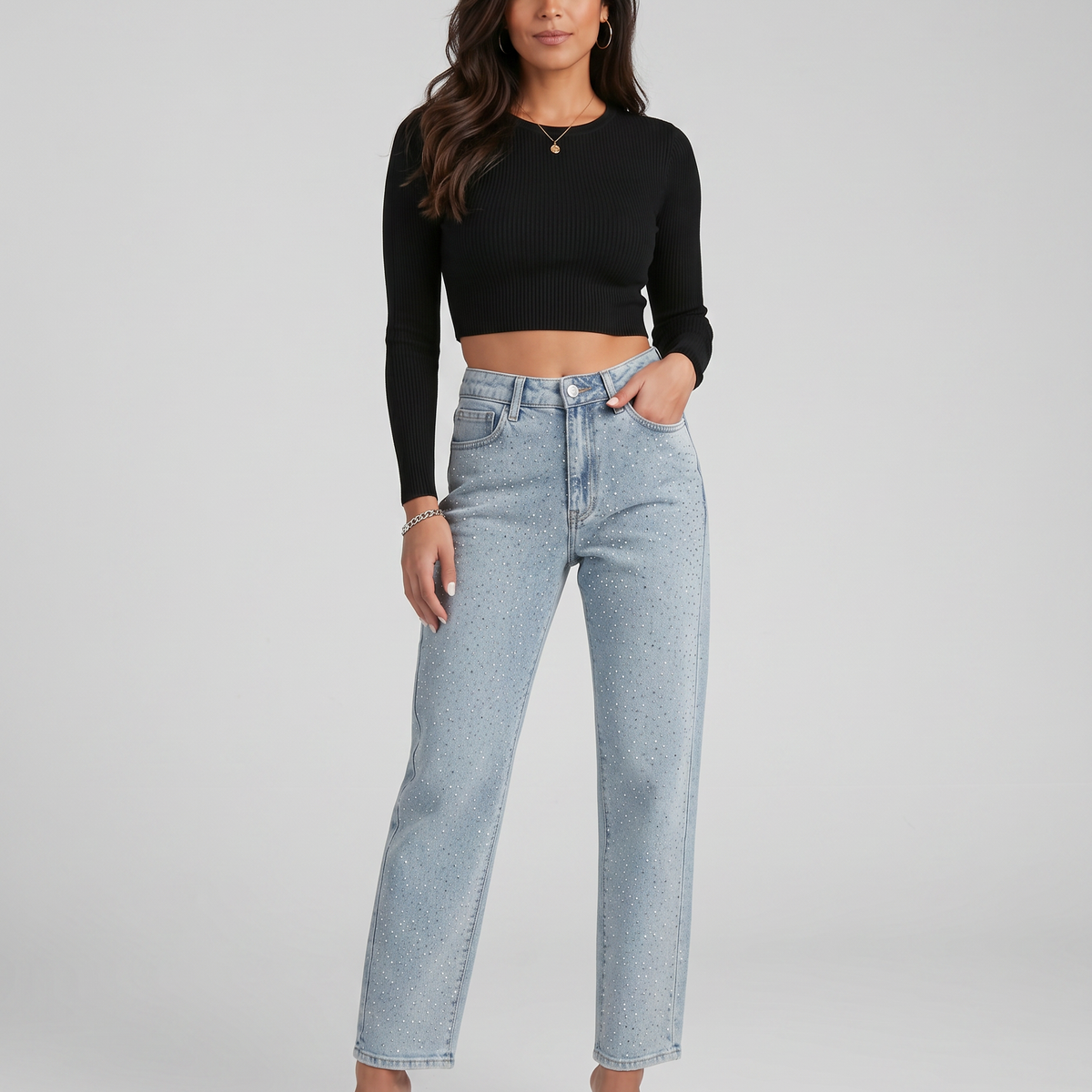 Felicia | High-Waist Jeans with Shimmer Finish