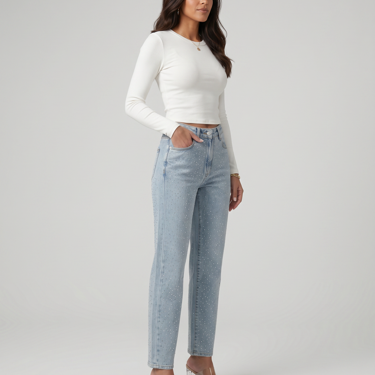 Felicia | High-Waist Jeans with Shimmer Finish