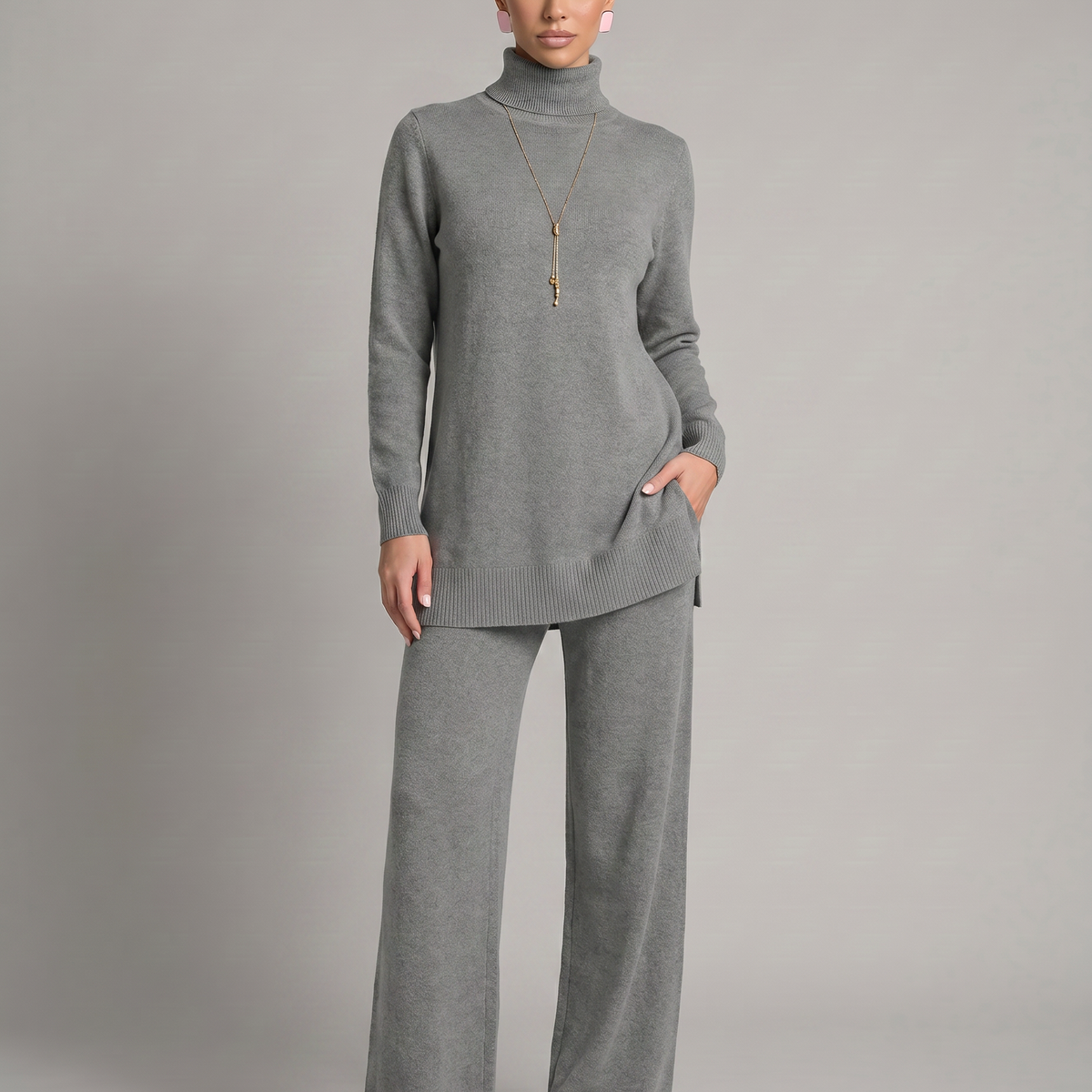 Harper | Knit Set with Wide-Leg Trousers