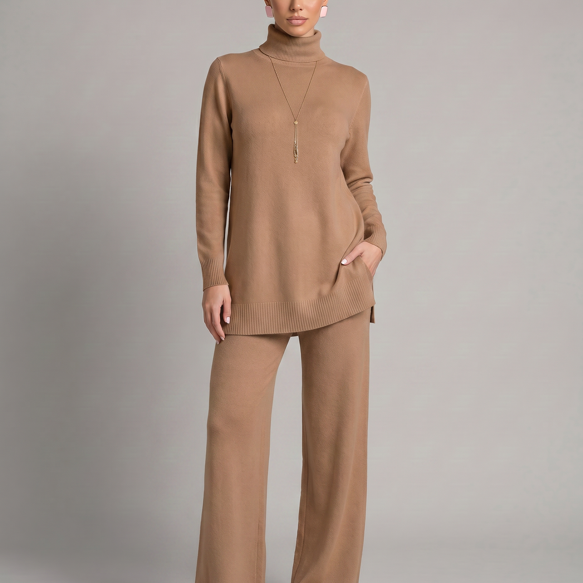 Harper | Knit Set with Wide-Leg Trousers