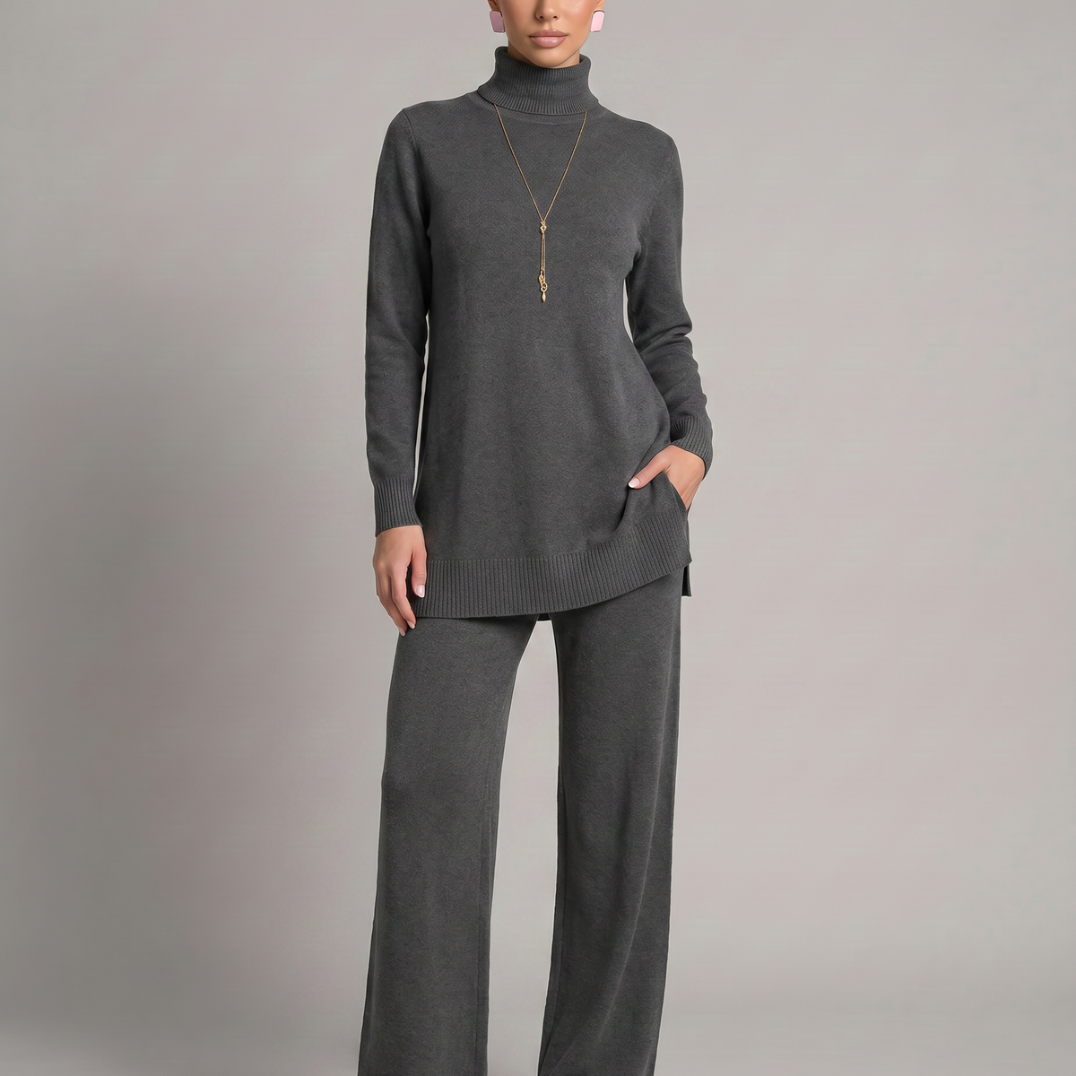 Harper | Knit Set with Wide-Leg Trousers