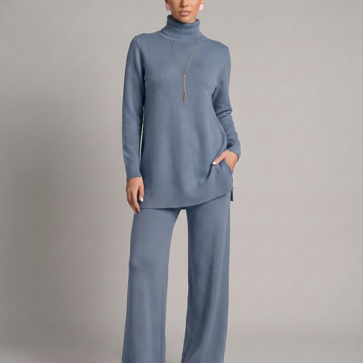 Harper | Knit Set with Wide-Leg Trousers