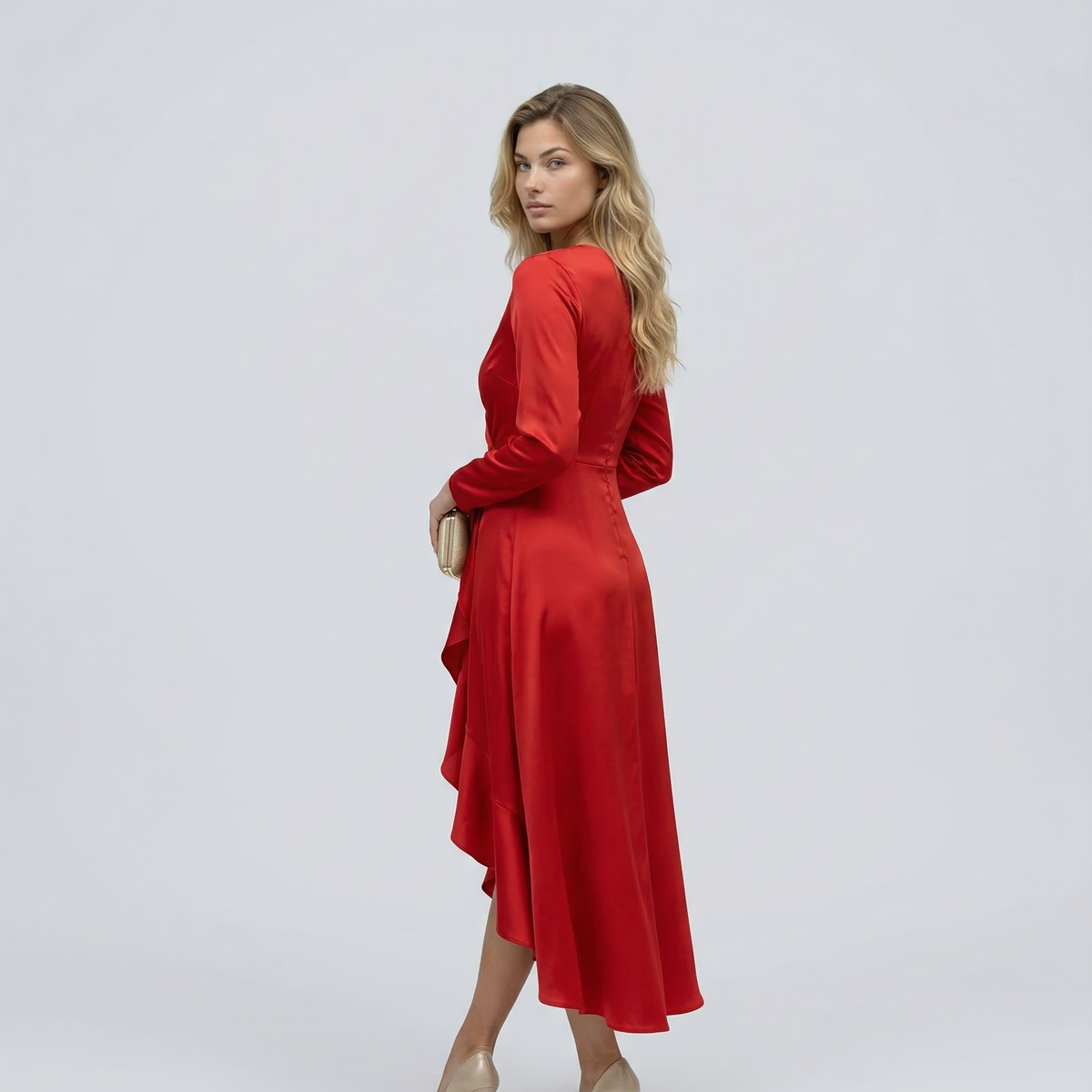 Charlotte | Wrap Midi Dress with Long Sleeves