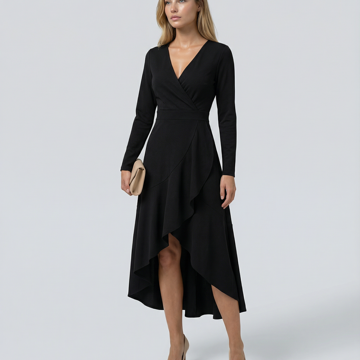 Charlotte | Wrap Midi Dress with Long Sleeves