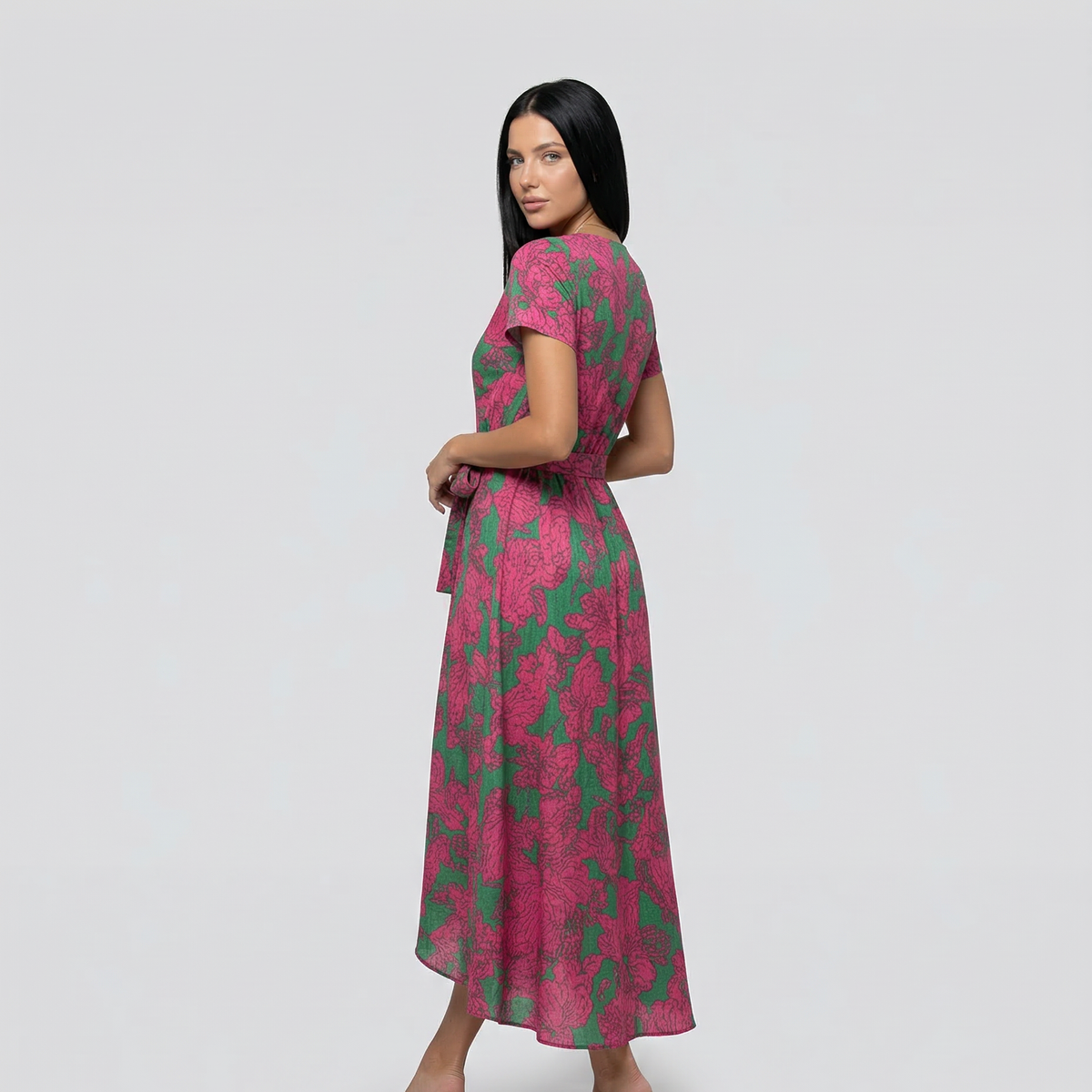 Elowen | Wrap Maxi Dress with Short Sleeves