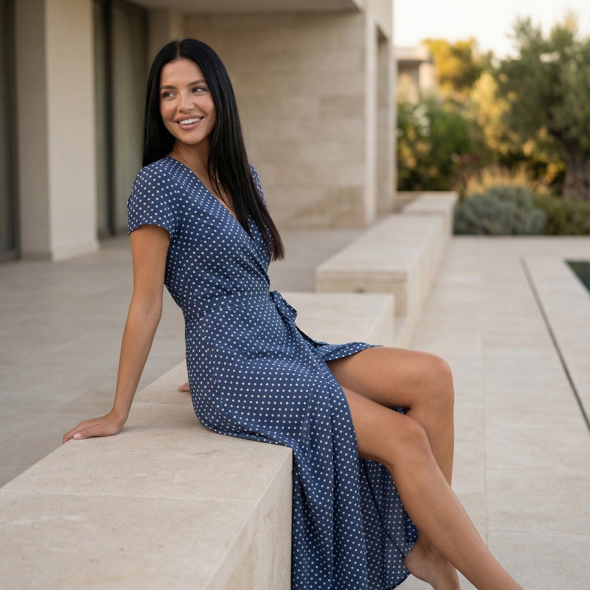 Elowen | Wrap Maxi Dress with Short Sleeves