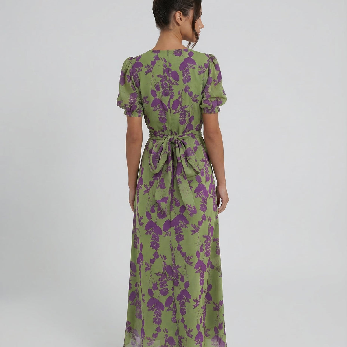 Virelle | Printed Midi Dress with Puff Sleeves