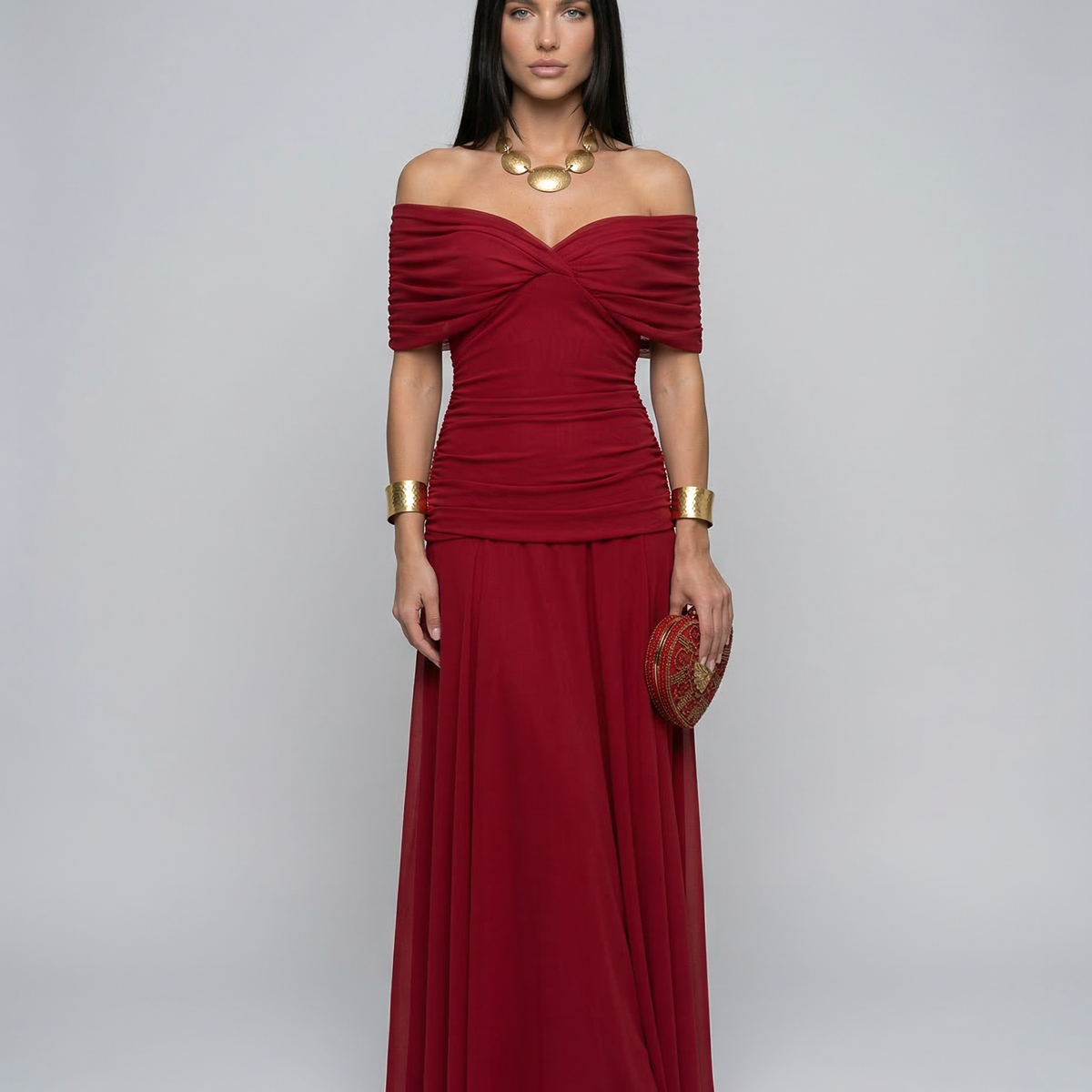 Eloria | Maxi Dress with Draped V-Neck