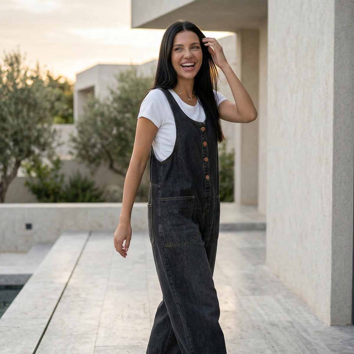 Abigail | Denim Jumpsuit with Button Front
